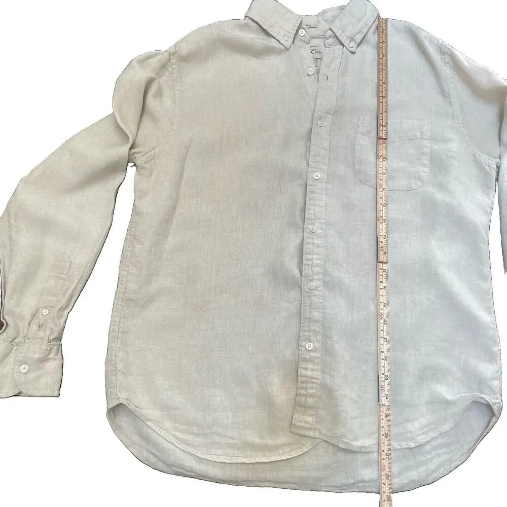 J.Crew Slim Baird McNutt Irish Linen Shirt Large Beige Coastal Old Money Classic